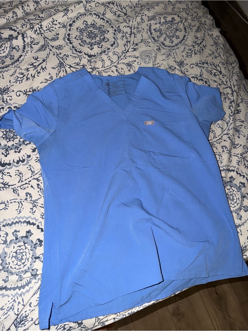 Figs Technical Collection V-Neck Top in Sky Blue